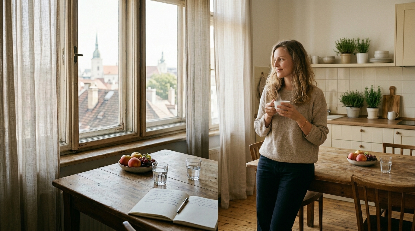 Ranné svetlo prúdiace cez okno